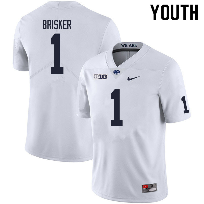 Youth #1 Jaquan Brisker Penn State Nittany Lions College Football Jerseys Sale-White